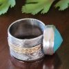 blue chalcedony wide band ring