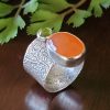 carnelian peridot wide band ring