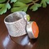 carnelian peridot wide band ring