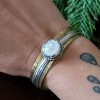 Coin Pearl Mixed Metal Cuff