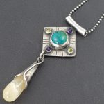 chrysocolla and amber necklace