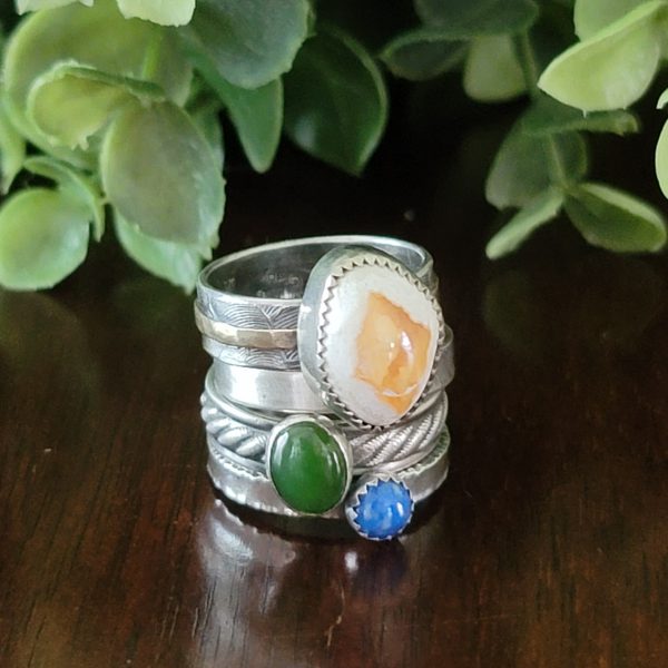 Fire Opal Stacking Rings Size 6